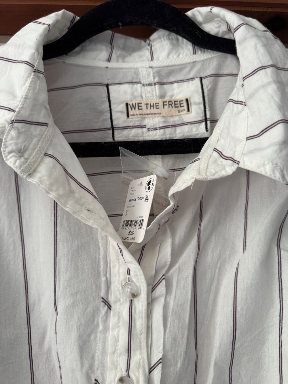 We The Free White Button-Down Shirt Seaside Cotton - Picture 7 of 7